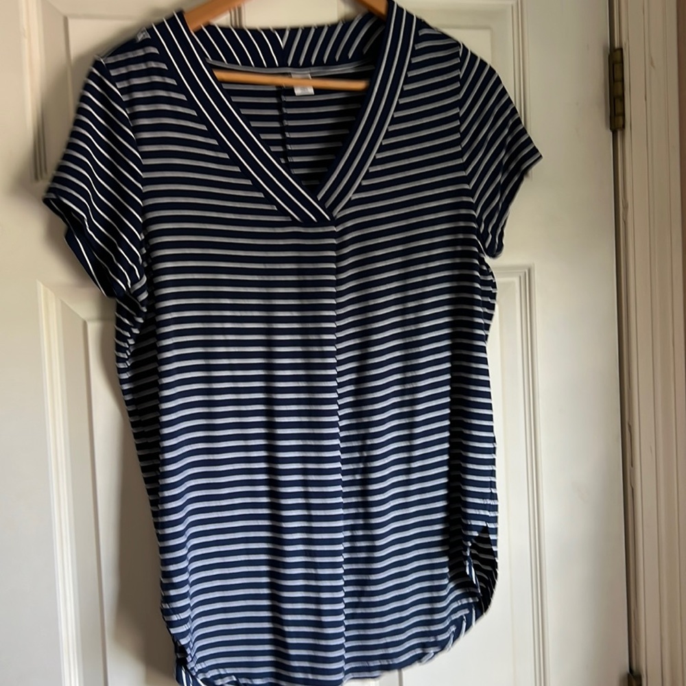 Old Navy Blue & White Luxe V Neck Tunic